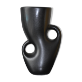 Vase noir céramique vintage forme libre