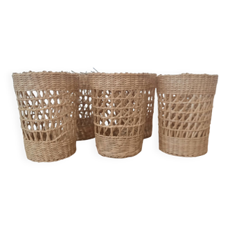 Wicker glass cup holder