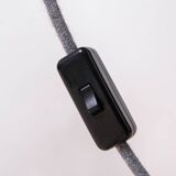 Space Age Floor Lamp, White Glass Lampshade, Wooden Base, 1960s