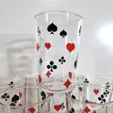 Vintage 6 Verres trumblers Jeu de cartes