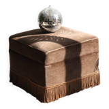 Large brown velvet pouf