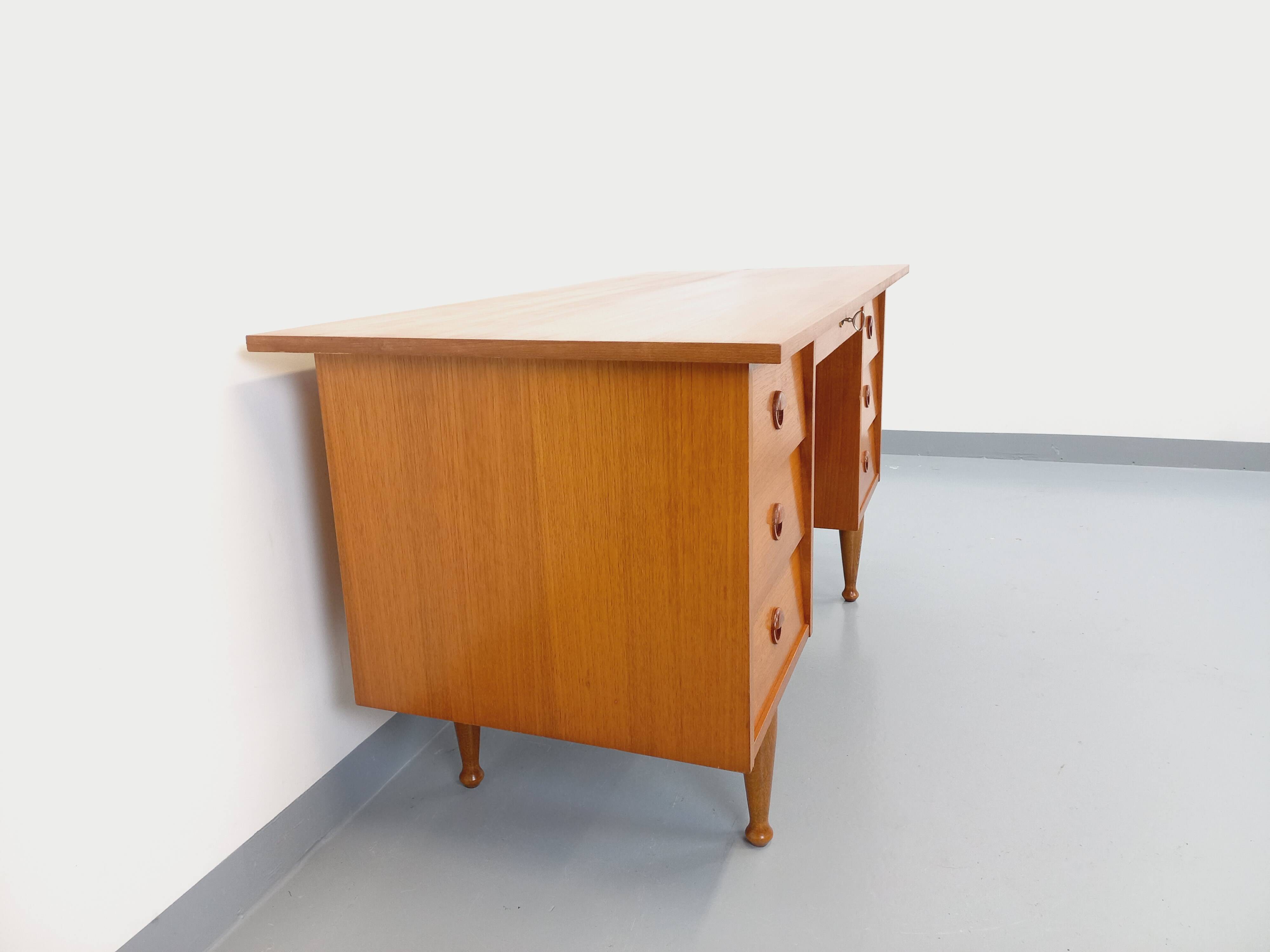 Vintage Scandinavian style executive desk in teak from the 60s
