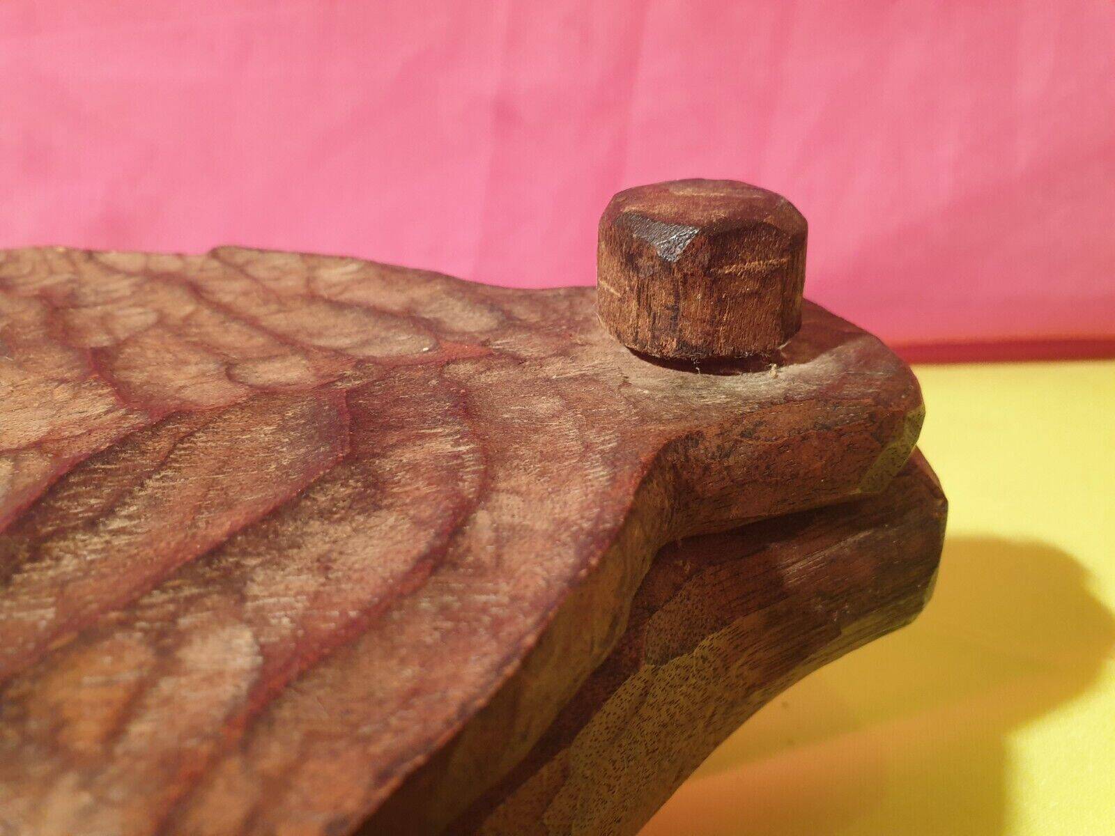 Rare folk art large old salt box carved wood