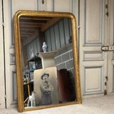 Large Louis Philippe Style Gilded Stucco Fireplace Mirror