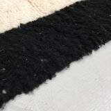 Moroccan Berber rug Beni Ouarain ecru and black 3x2.02m