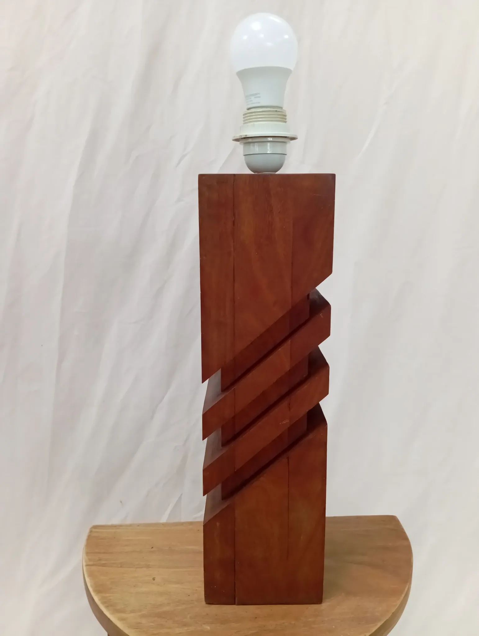 1970s lamp, solid mahogany, graphic design