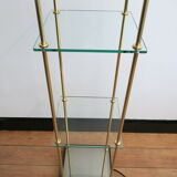 Luminous glass and brass showcase of the Lustrerie Deknudt