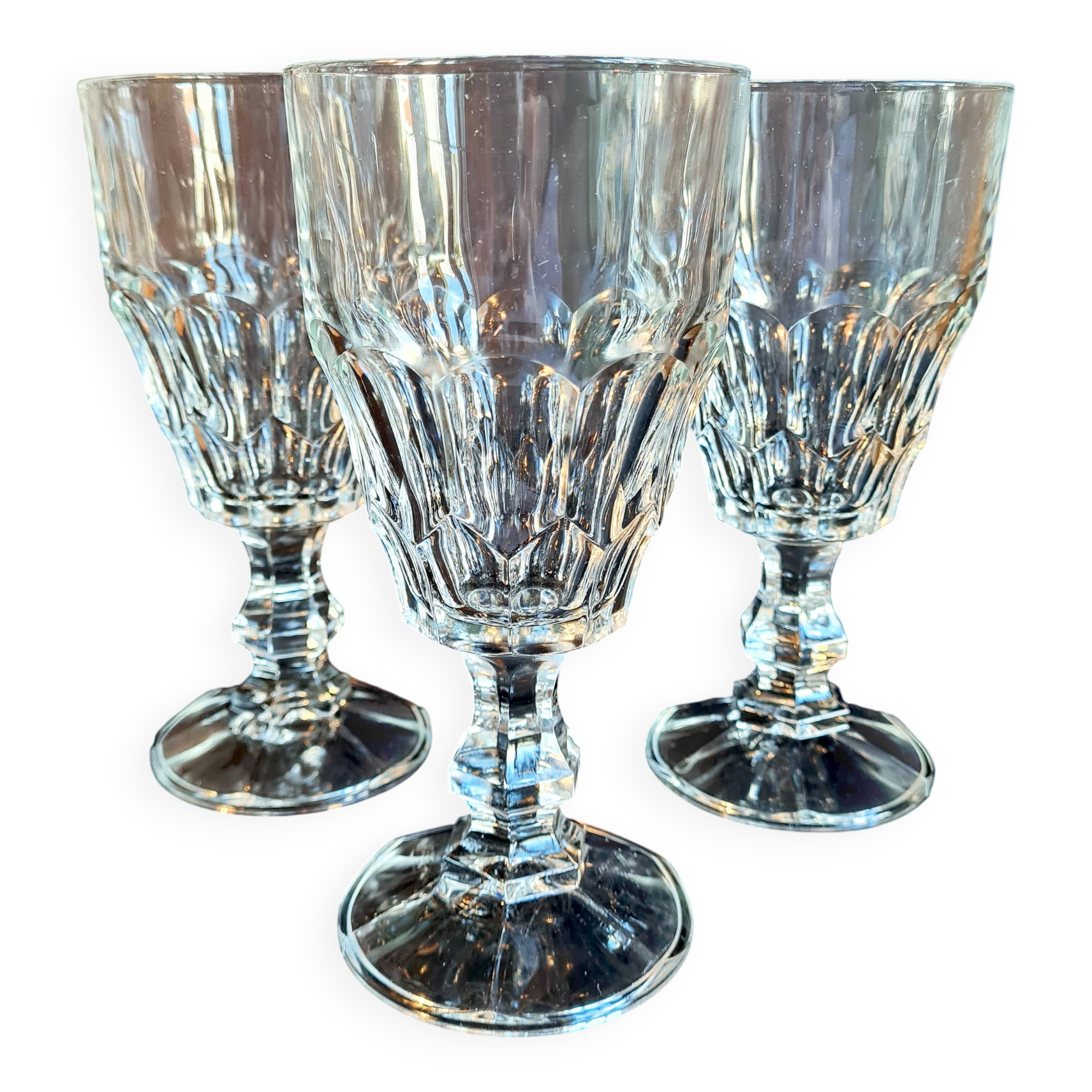 12 large stemmed glasses, vintage