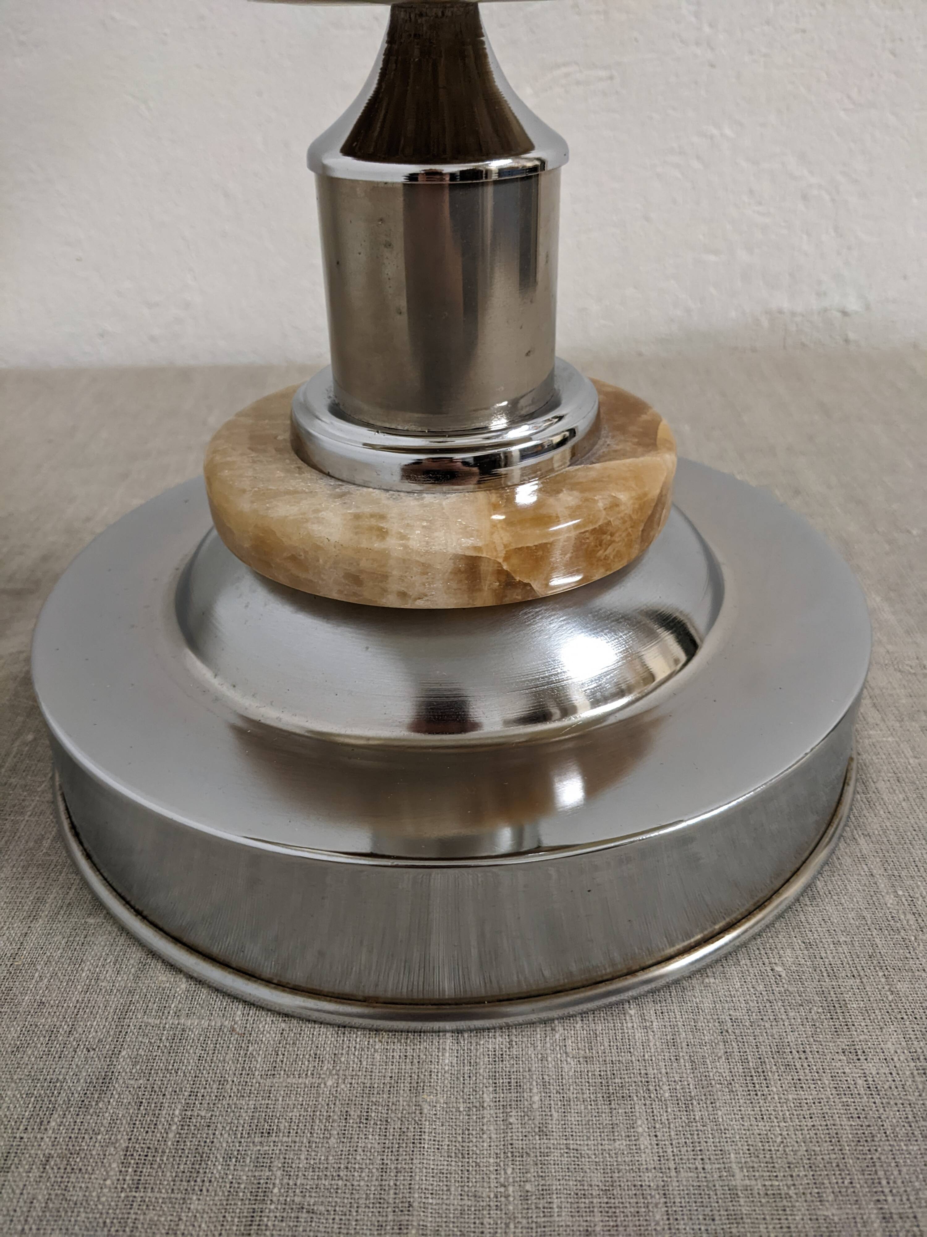 Living lamp in onyx and chromed metal from the 60s/70s