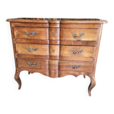 Commode 3 tiroirs arbalette Louis XV en noyer de 1960