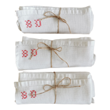 Old honeycomb tea towels embroidered