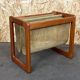 60's 70's newspaper holder magazine rack by Aksel Kjersgaard in teak and suede