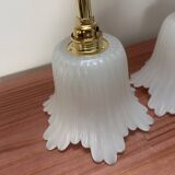 Pair of white tulip wall sconces