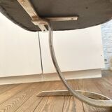 2 chaises "space age" velours bleu gris remises à neufs
