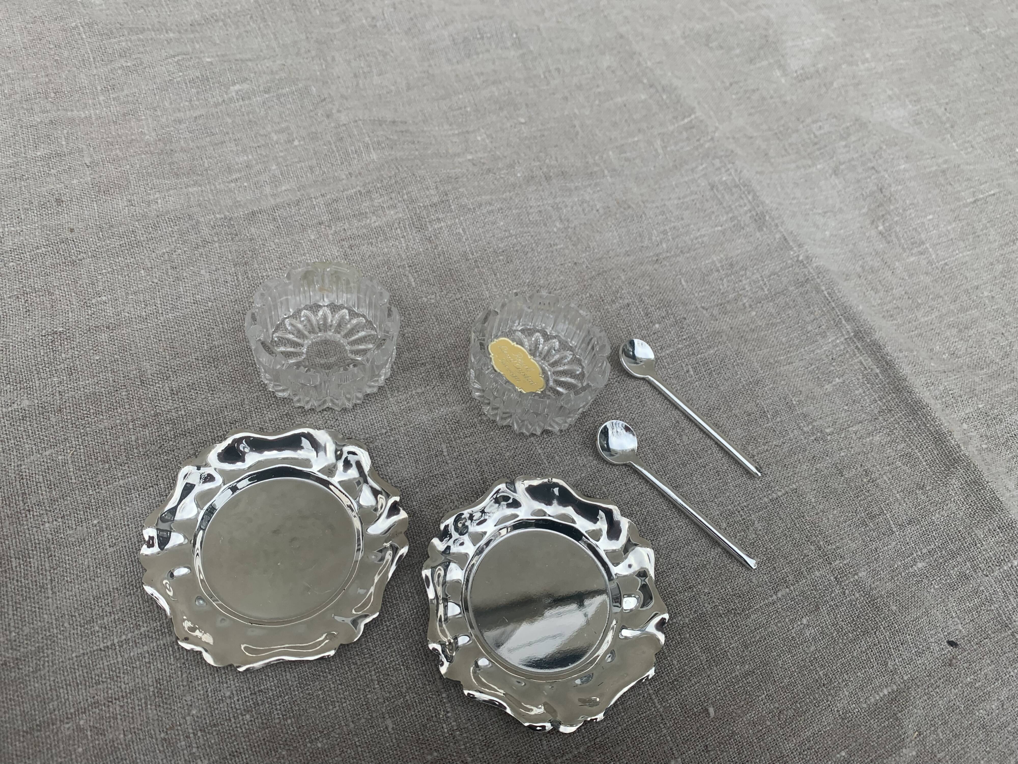 Crystal and silver metal saleron vintage 1950