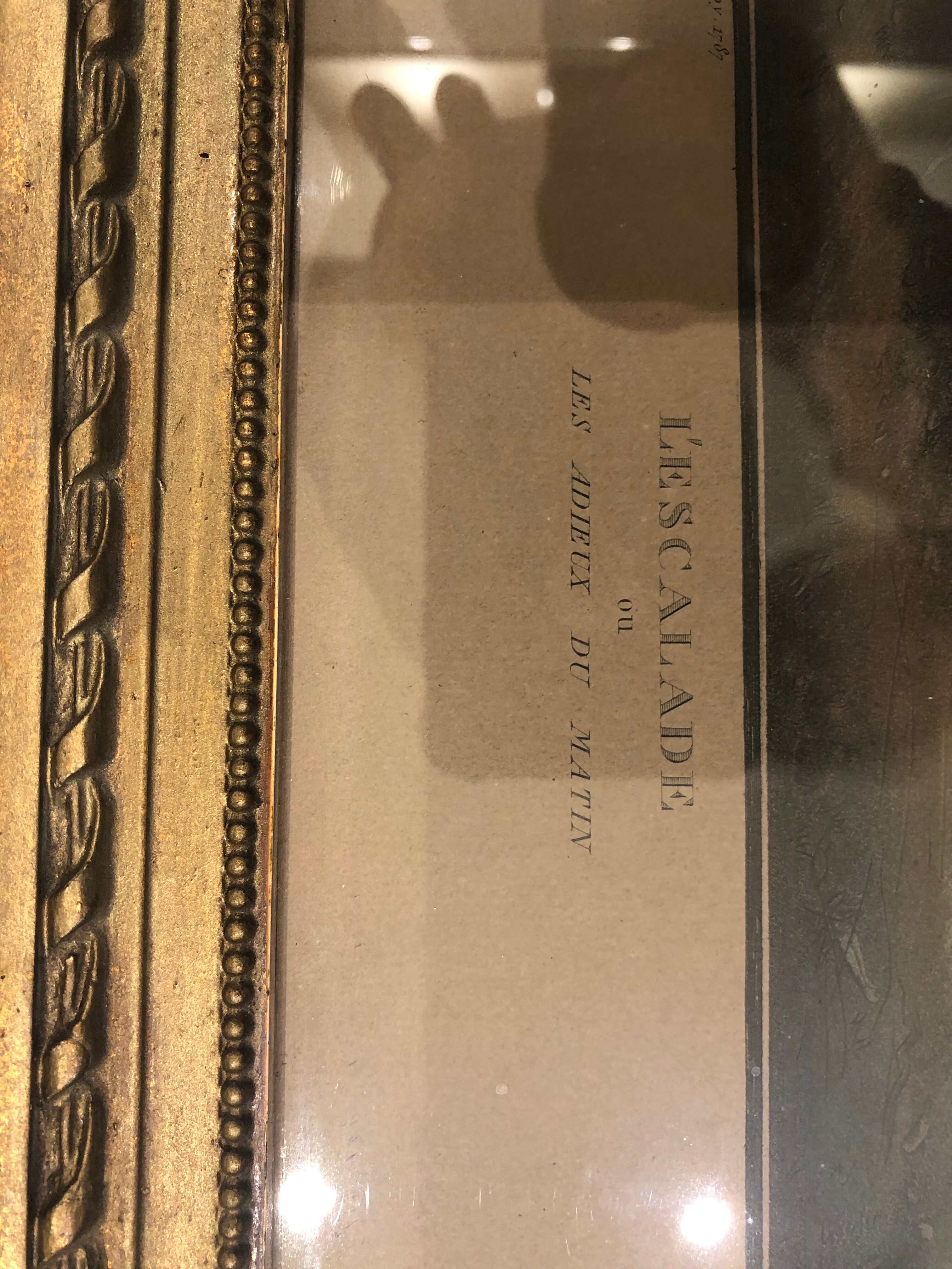 Old louis XVI style frame engraving climbing