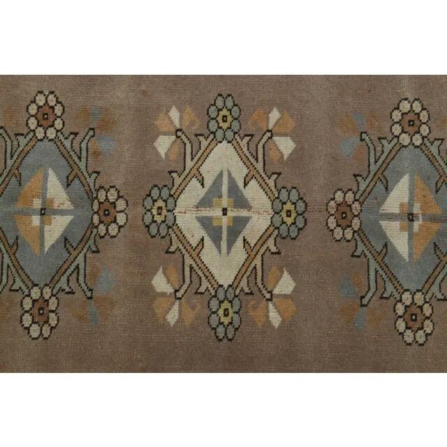 1970s Turkish Oushak Handmade Wool Cotton Brown Area Rug 183x248