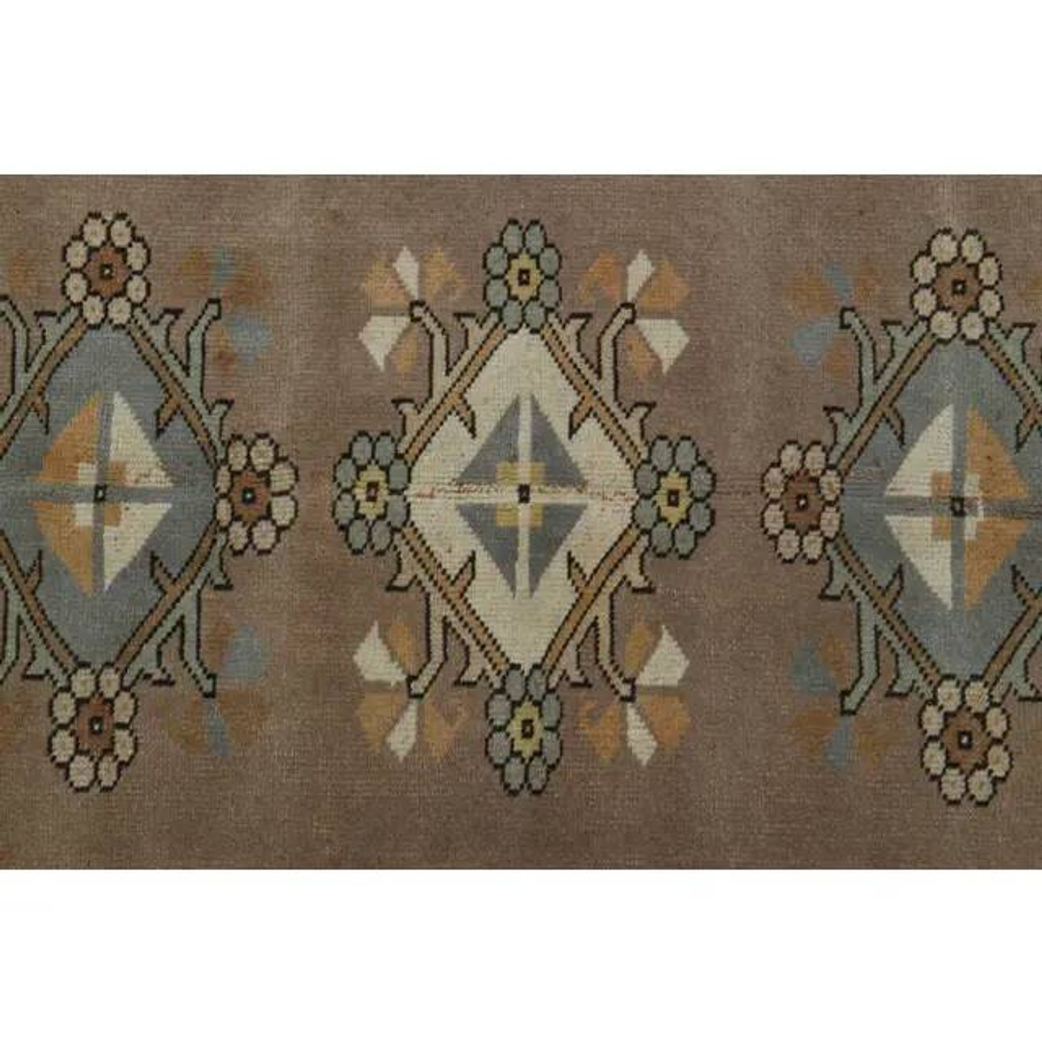 1970s Turkish Oushak Handmade Wool Cotton Brown Area Rug 183x248
