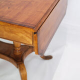 Table Empire antique avec rabats et marqueterie en bois de bouleau des années 1840