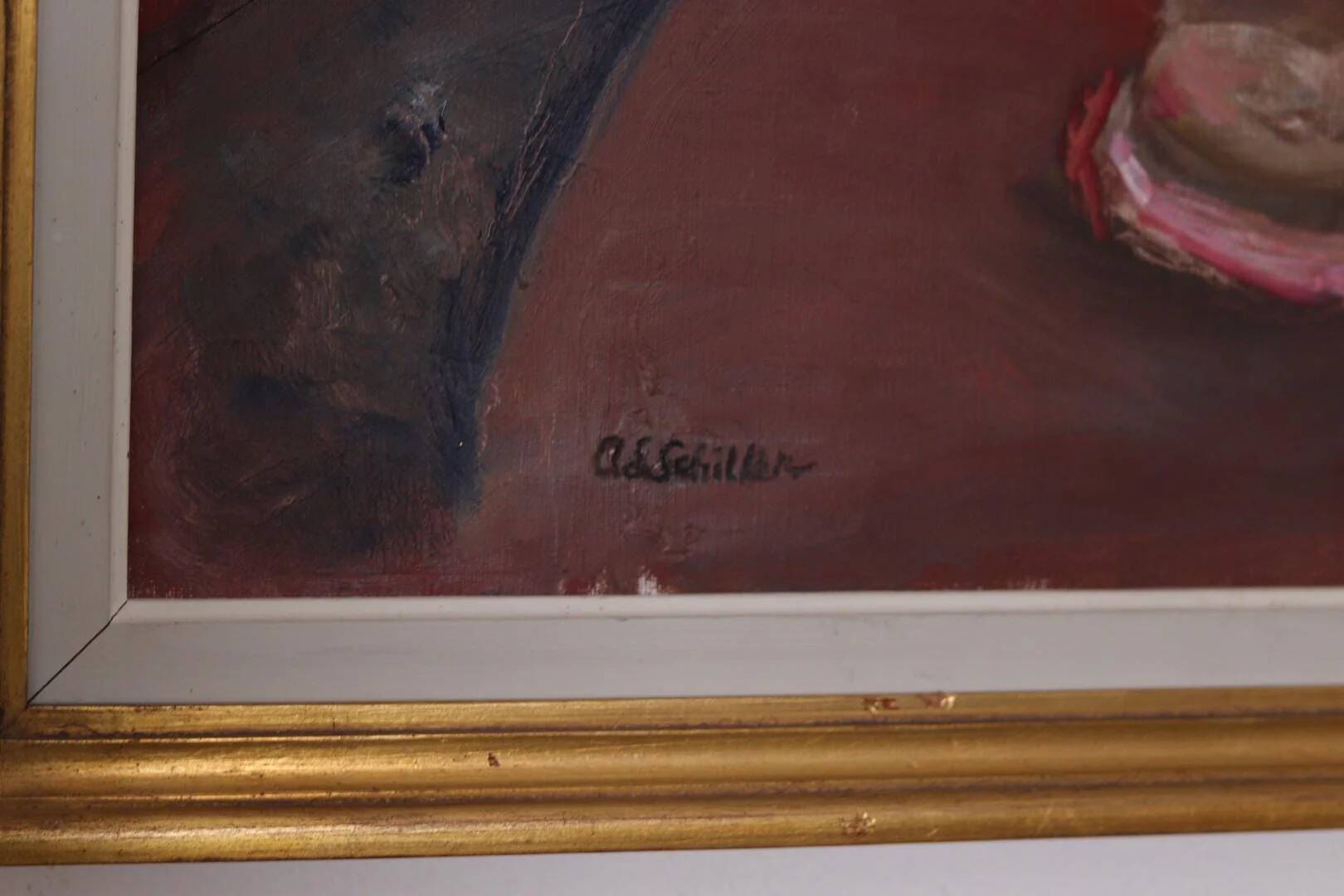 Original Swedish Oil on Canvas – “White Roses” by Aina Schiller, Arvika