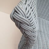 Child Wood brand rattan and wicker armchair in periwinkle blue