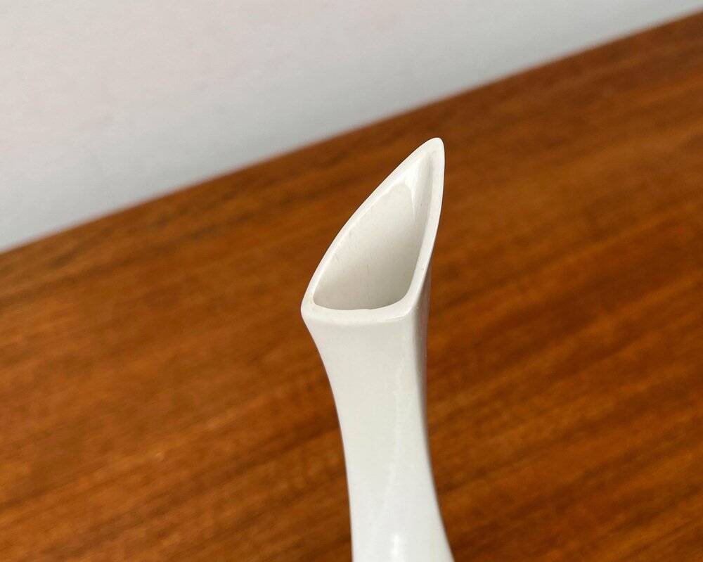 White sculptural German vase from the mid-century by Peter Müller for Sgrafo Modern, 1960s.