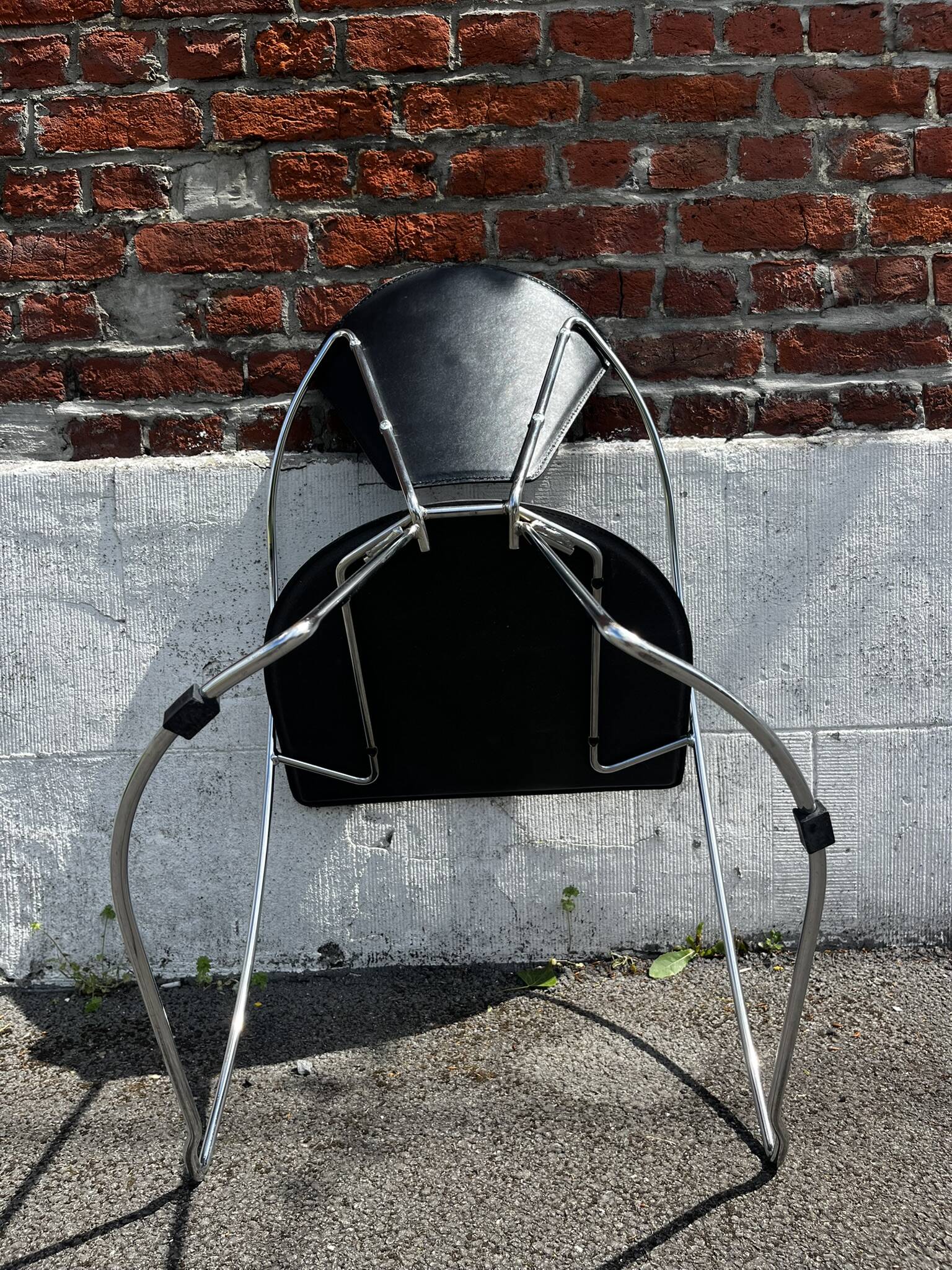 Vintage chrome and leather chair/armchair, Linda model by Arrben (Italy)