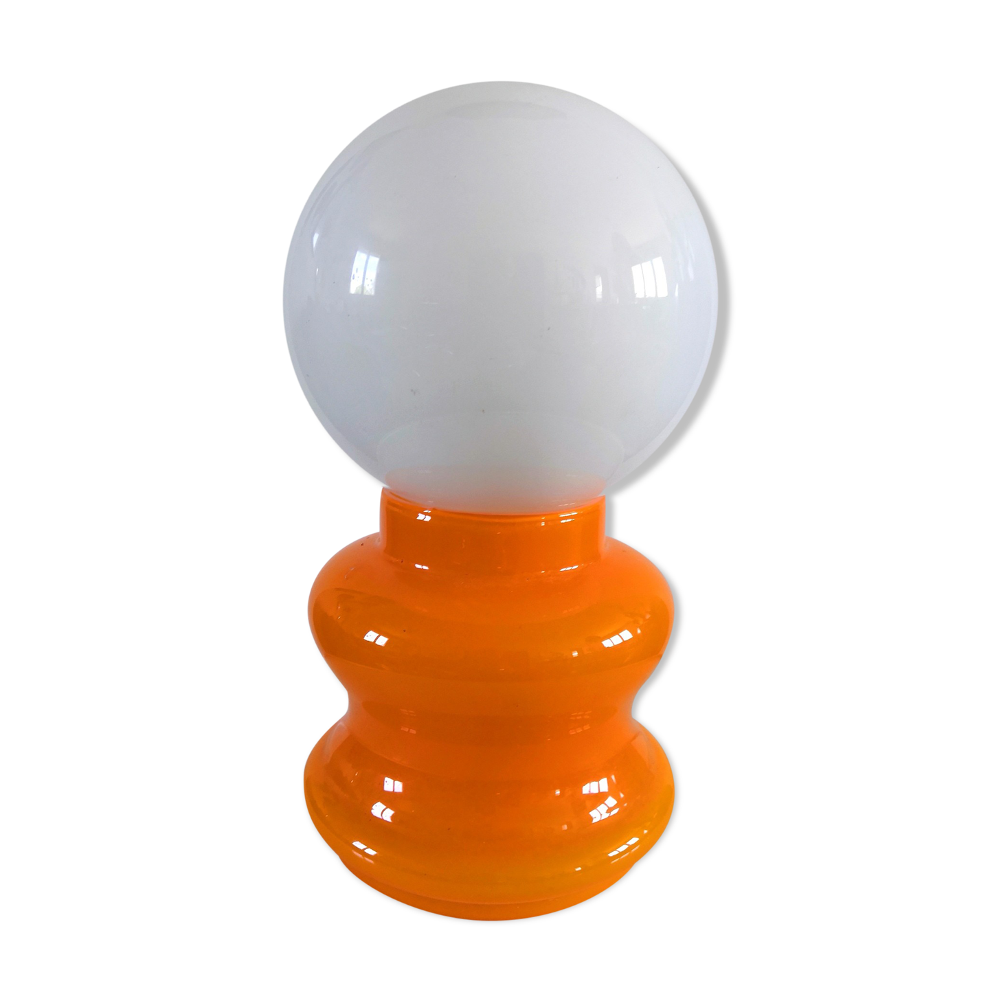 Lampe opaline orange design années 70