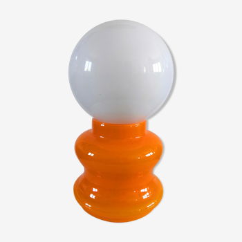 Lampe opaline orange design années 70