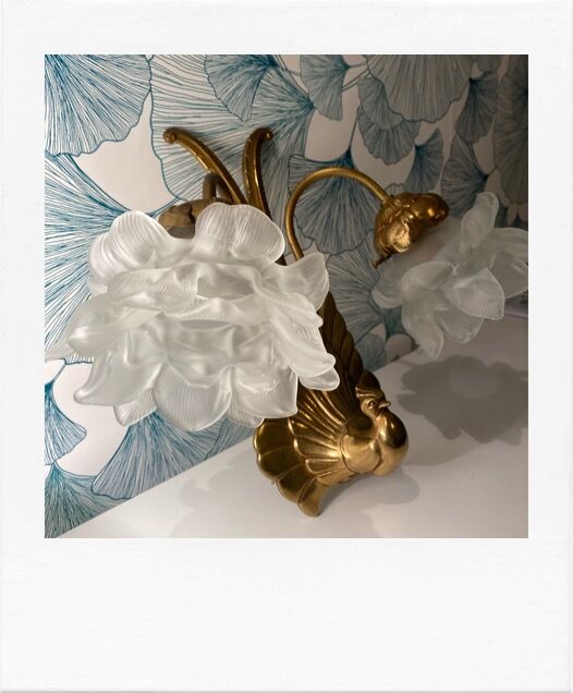 Vintage peacock bronze and pink wall light in glass paste