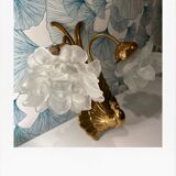 Vintage peacock bronze and pink wall light in glass paste