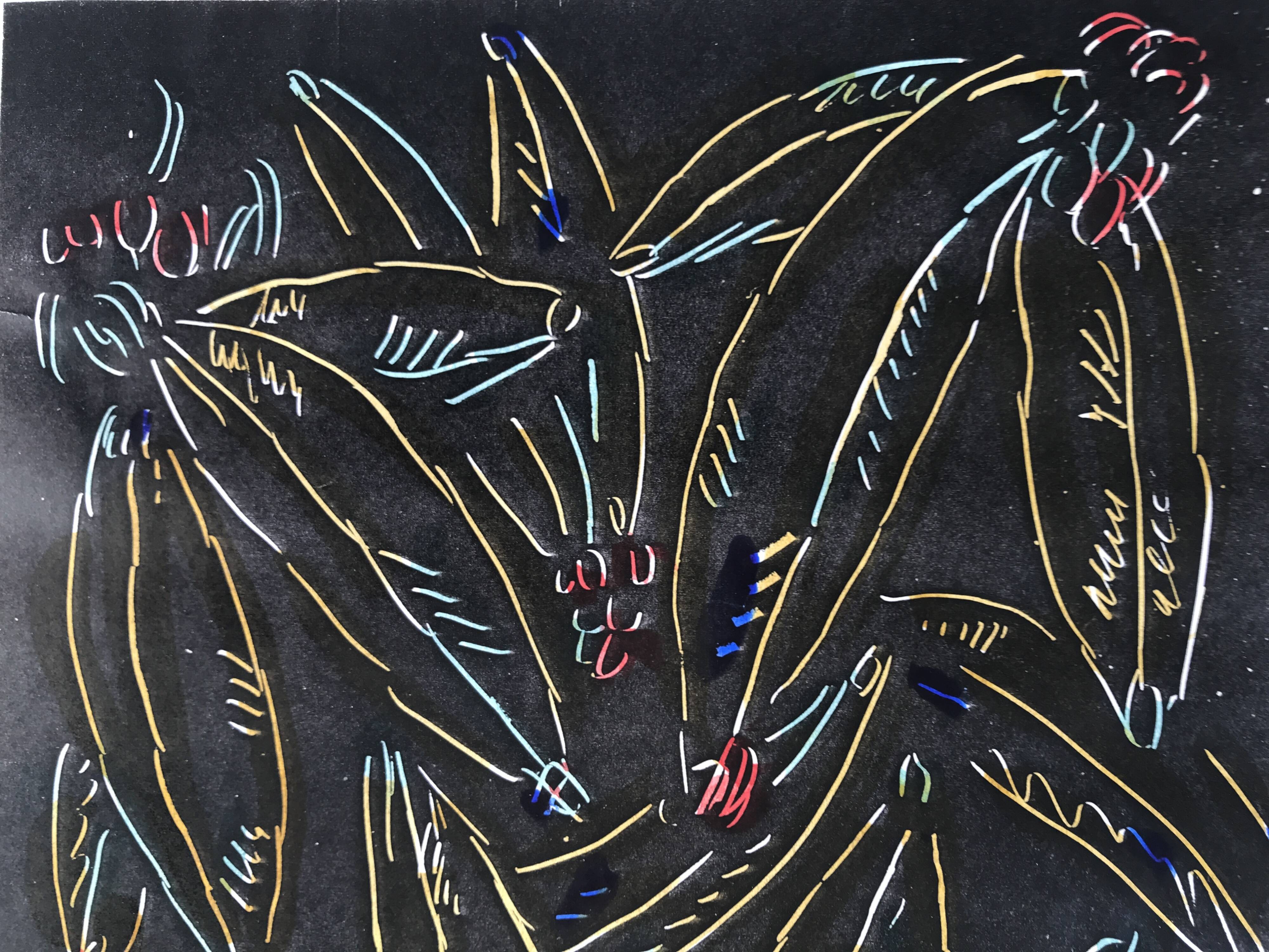 Elie Dayan, Untitled (Floral Pattern 1). Mixed media on paper.