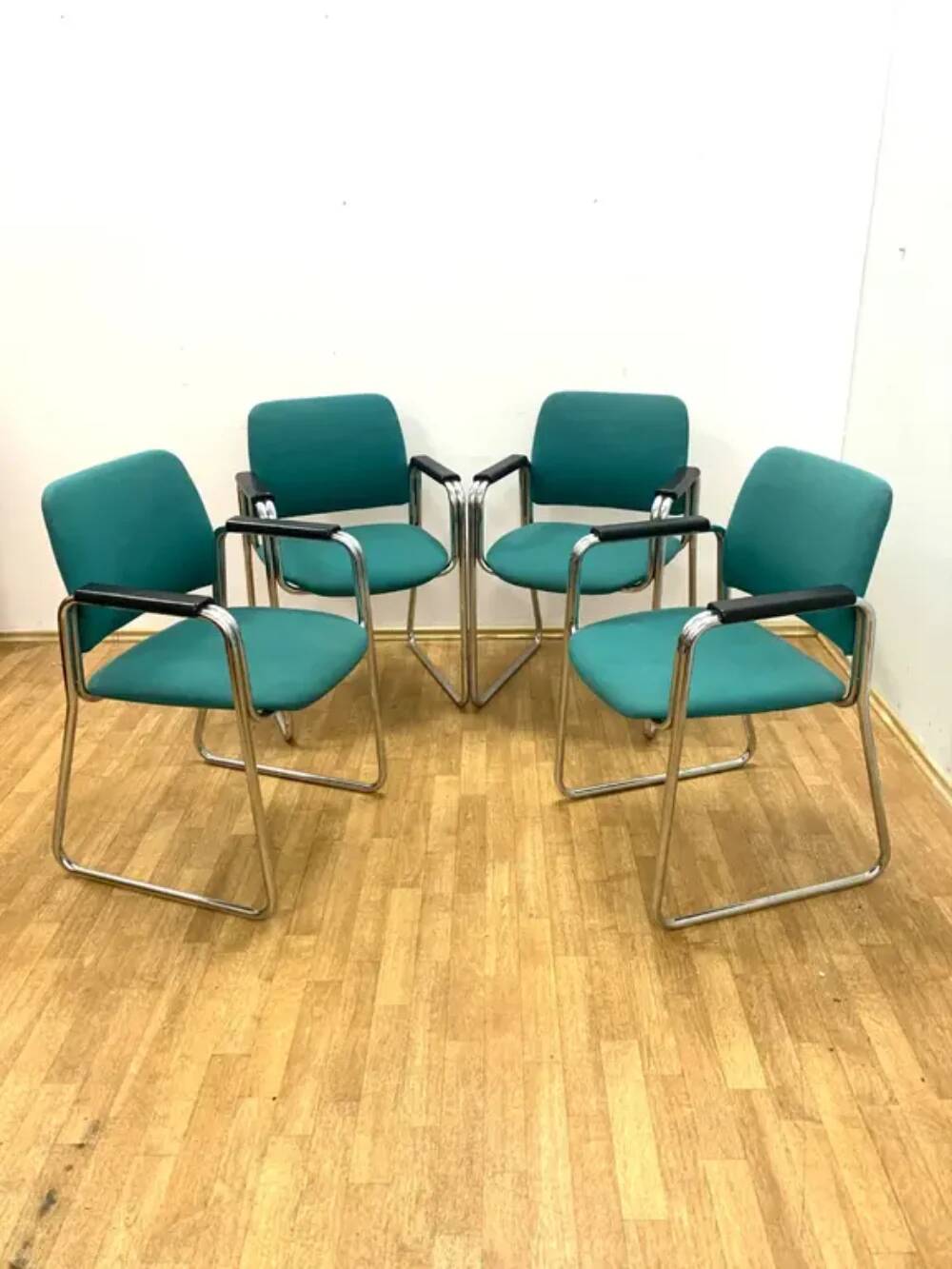 Retro armchairs with armrests, 1970s–80s, Czechoslovakia (set of 4)