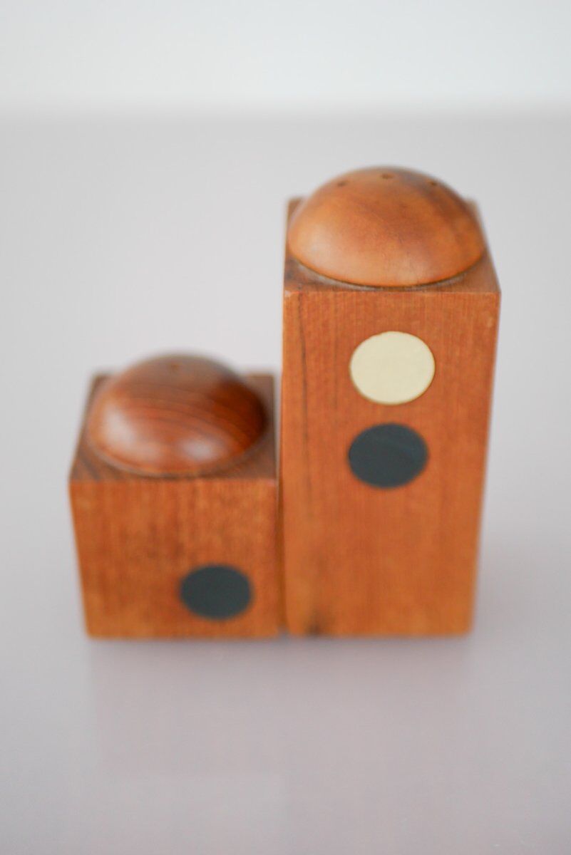 Set of Danish modernist teak salt and pepper shakers, set of 2.