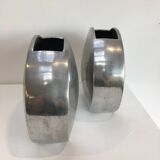 Series of two 70s style aluminum vases