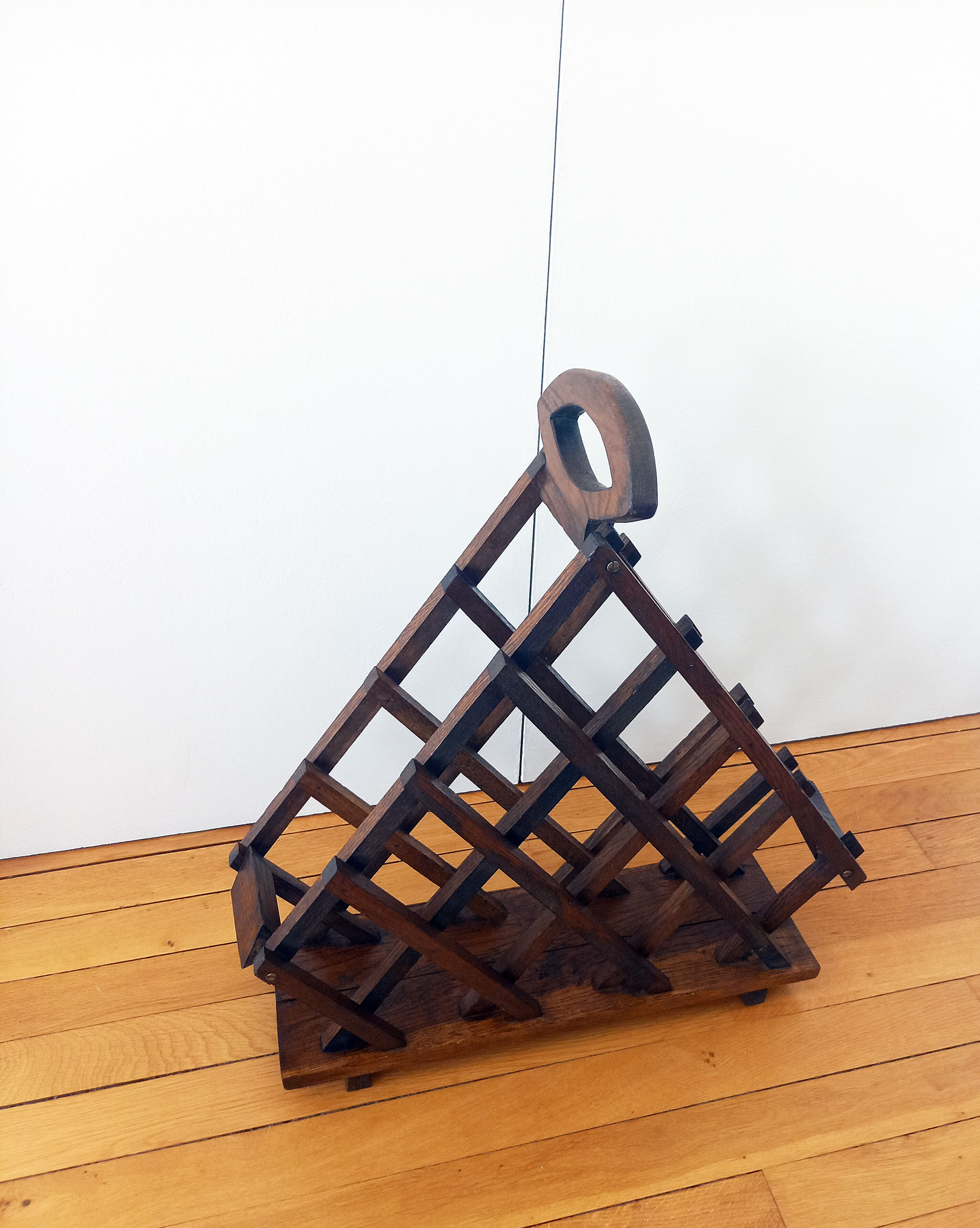 Old bottle holder / bottle rack Vintage Solid wood Unique piece