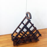 Old bottle holder / bottle rack Vintage Solid wood Unique piece