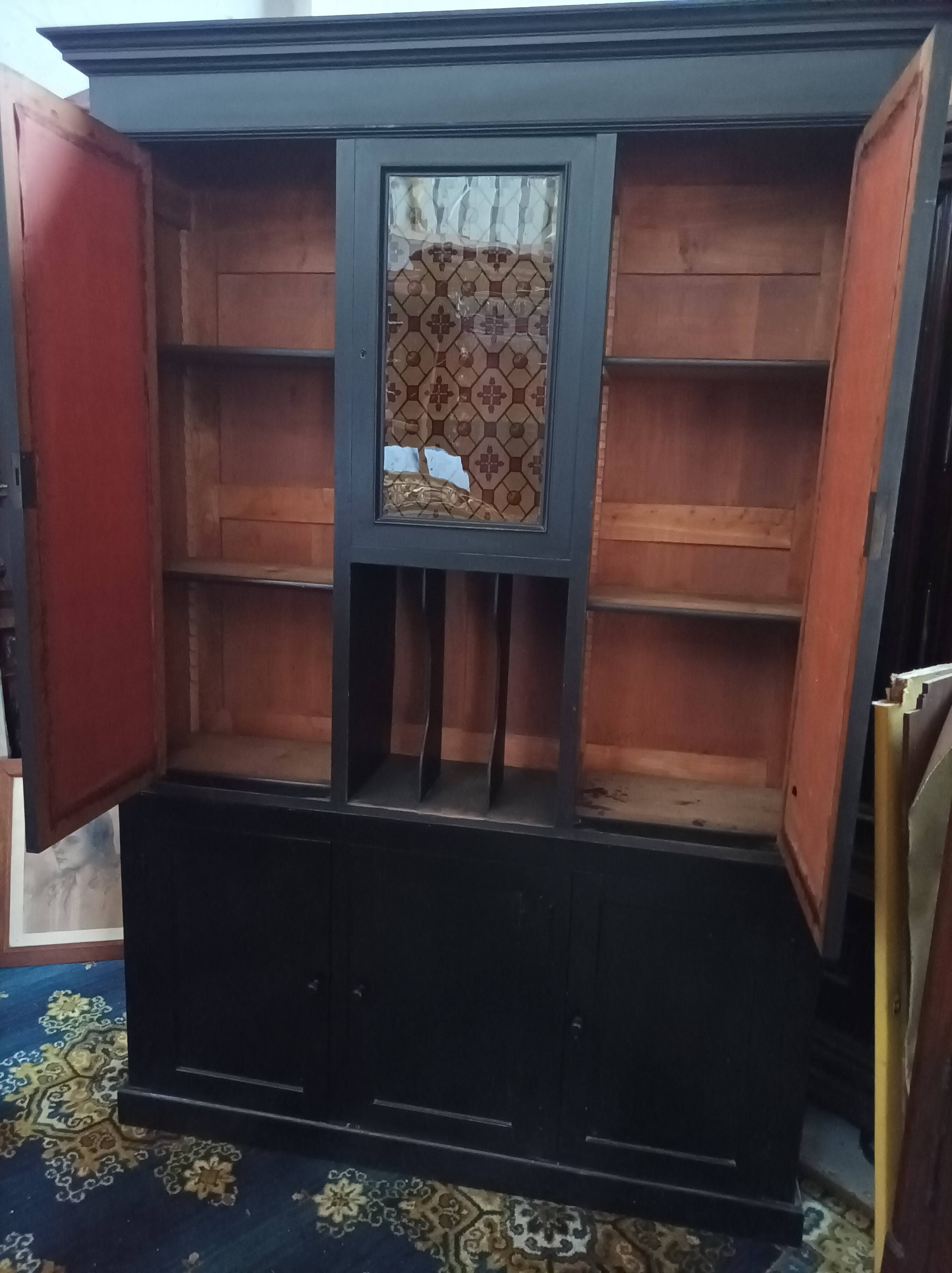 Vintage painted wooden bookcase