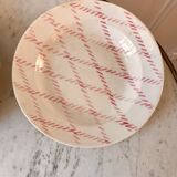 set of 4 hollow plates Badonviller pink rope pattern 30s