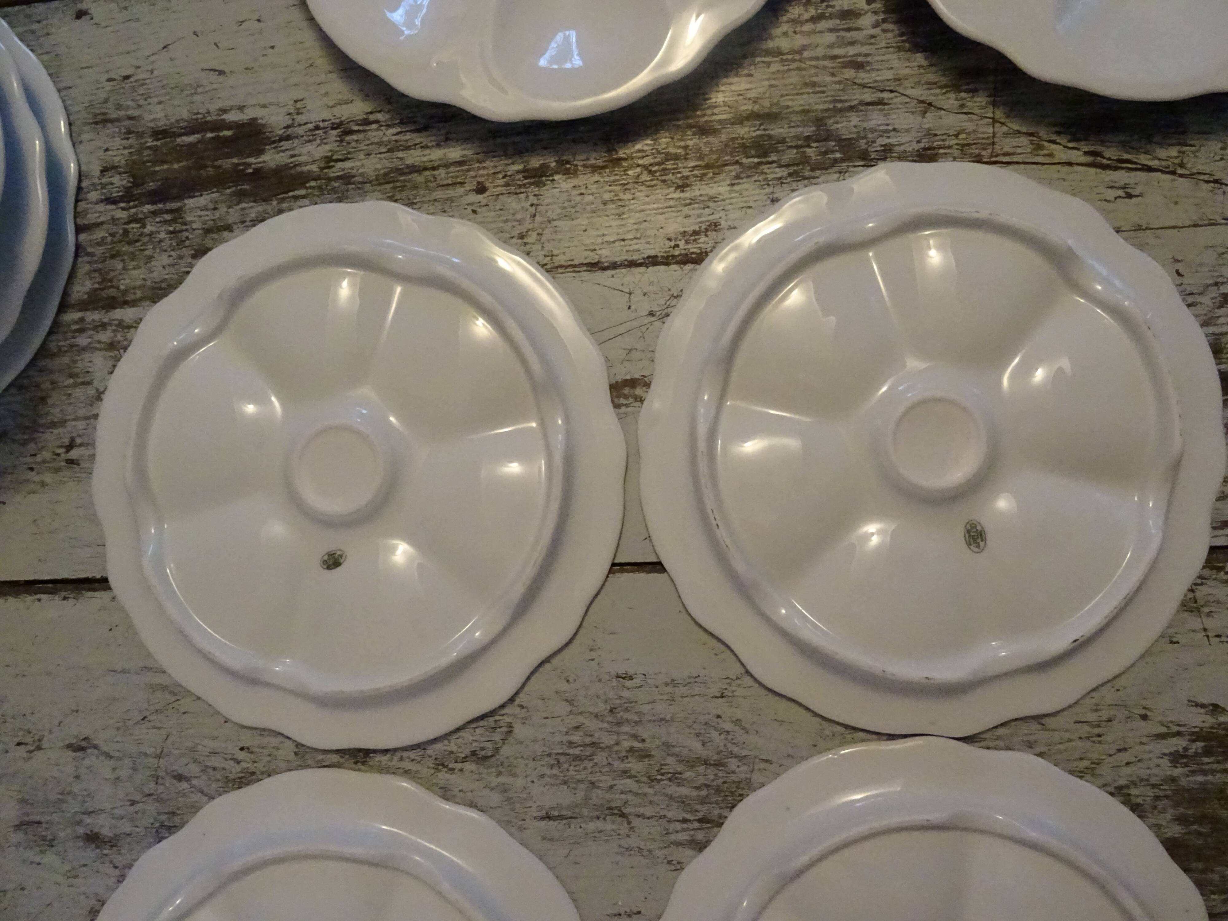 6 oyster plates 30123 porcelain white cnp france
