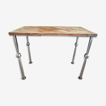 Rectangular side table iron wood