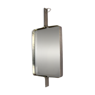 Miroir rectangulaire en acier brossé de Xavier Feal, 1970