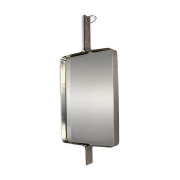 Rectangular brushed steel mirror by Xavier Feal, 1970