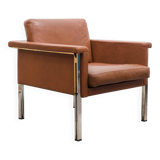 Leather armchair, 1970s, manufacturer Sitag, cognac brown leather.