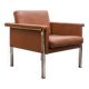 Fauteuil en cuir, années 1970, fabricant Sitag, cuir marron cognac.