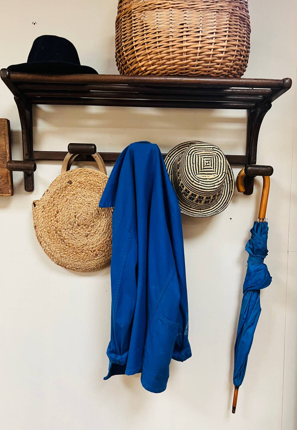 Old oak wall coat rack