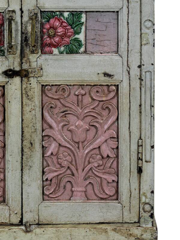 Display cabinet buffet glass old teak wood original patina