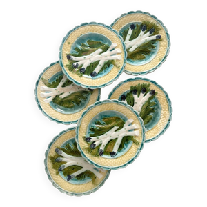 6 assiettes à asperges - barbotine