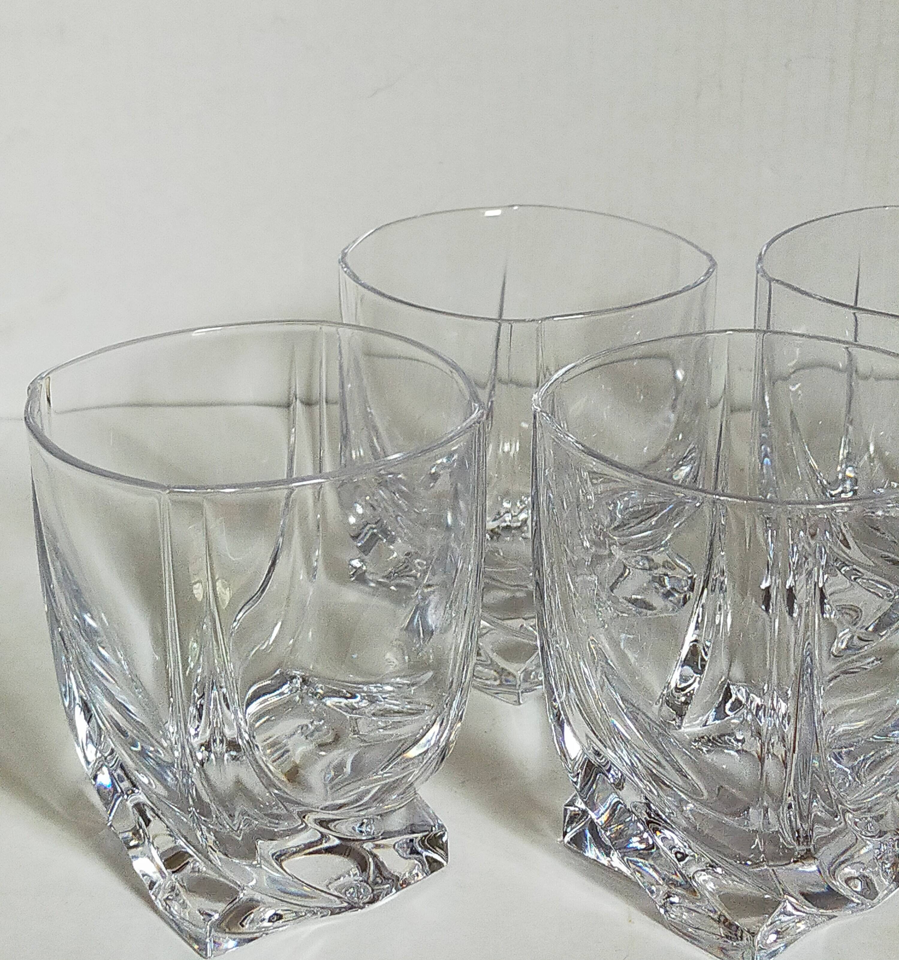 Five vintage crystal whiskey glasses