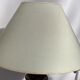 Turned wooden lamp old bluish gray lampshade